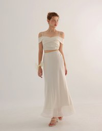 Layered Hem Flowy Chiffon Mermaid Maxi Skirt
