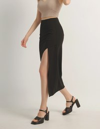 AIRY HOURGLASS Cooling Front Asymmetric Slit Maxi Skirt with Back Pockets