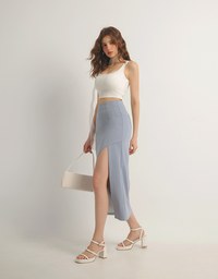 AIRY HOURGLASS Cooling Front Asymmetric Slit Maxi Skirt with Back Pockets