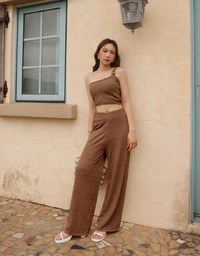 【GUT GUT Design】 Bohemian Crochet Texture Wide Leg Pants