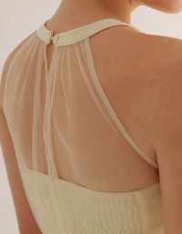 Sweetheart Neckline Padded Mini Dress with Sheer Mesh Halter Panel