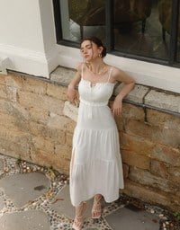Spaghetti Strap Tassel Front Padded Maxi Dress Featuring Waist Cutouts