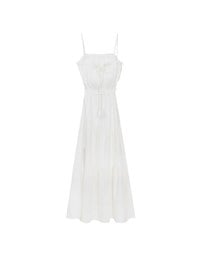 Spaghetti Strap Tassel Front Padded Maxi Dress Featuring Waist Cutouts