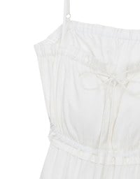 Spaghetti Strap Tassel Front Padded Maxi Dress Featuring Waist Cutouts