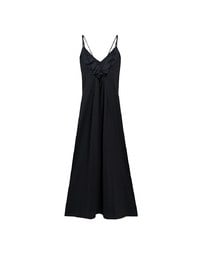 Satin Spaghetti Strap Padded Maxi Dress with Sheer Panel Flare Hem