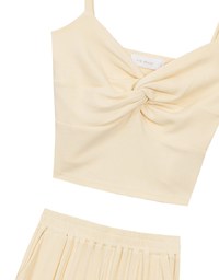 Twist Front V Neck Spaghetti Cami Top and Elastic Waist Relaxed Pants Setwear