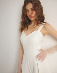 Sweetheart Neckline Wide Strap Pleated Padded Jumpsuit