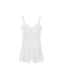 Sweetheart Neckline Wide Strap Pleated Padded Jumpsuit