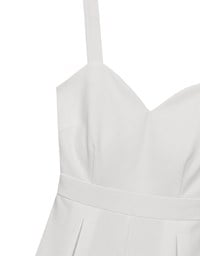 Sweetheart Neckline Wide Strap Pleated Padded Jumpsuit