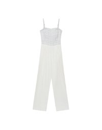 2 Way Tweed Pleated Wide Leg Jumpsuit with Removable Straps