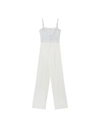 2 Way Tweed Pleated Wide Leg Jumpsuit with Removable Straps
