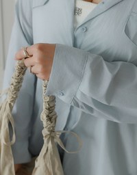 Skin Protection Sheer Button Up Oversized Blouse with Two Flap Pockets