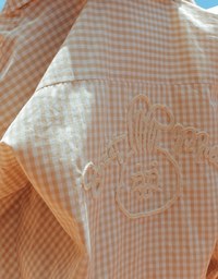 【Lyra & Toby】Embroidery Graphic Oversized Gingham Shirt Blouse