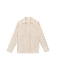 【Lyra & Toby】Embroidery Graphic Oversized Gingham Shirt Blouse