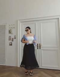 Layered Hem Flowy Chiffon Mermaid Maxi Skirt