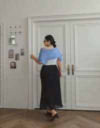 Layered Hem Flowy Chiffon Mermaid Maxi Skirt