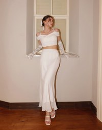 Layered Hem Flowy Chiffon Mermaid Maxi Skirt