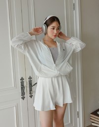 Skin Protection Sheer Zip Up Hoodie Jacket with AIR SPACE LOGO Embroidered