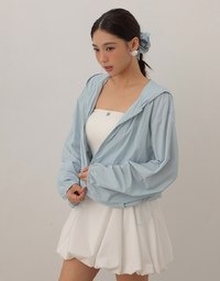 Skin Protection Sheer Zip Up Hoodie Jacket with AIR SPACE LOGO Embroidered