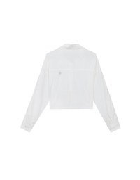 Skin Protection Sheer Button Up Cropped Blouse with AIR SPACE LOGO Embroidered