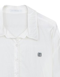 Skin Protection Sheer Button Up Cropped Blouse with AIR SPACE LOGO Embroidered