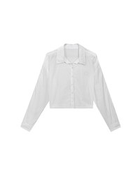 Skin Protection Sheer Button Up Cropped Blouse with AIR SPACE LOGO Embroidered