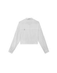 Skin Protection Sheer Button Up Cropped Blouse with AIR SPACE LOGO Embroidered