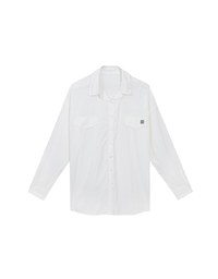 Skin Protection Sheer Button Up Oversized Blouse with Two Flap Pockets