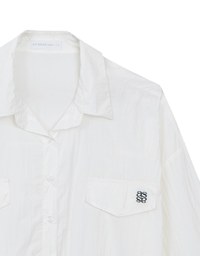Skin Protection Sheer Button Up Oversized Blouse with Two Flap Pockets