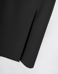 Padded Side Hips Suit Fabric Midi Skirt with Slit Perfect Body Curves