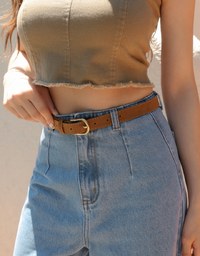 Retro High Waist Wide Leg Jeans Denim Pants with Belt