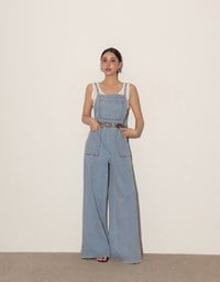 Casual Chic Wide Leg Jeans Denim Jumpsuit with Front Pocket