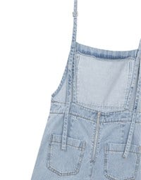 Casual Chic Wide Leg Jeans Denim Jumpsuit with Front Pocket