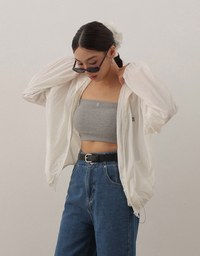 Skin Protection Sheer Zip Up Hoodie Jacket with AIR SPACE LOGO Embroidered