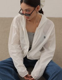Skin Protection Sheer Zip Up Hoodie Jacket with AIR SPACE LOGO Embroidered