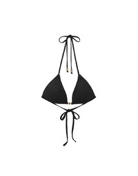 【PUSH UP】Golden Shell Accent Ribbed Halter Push Up Bikini Top