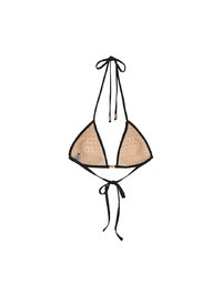 【PUSH UP】Golden Shell Accent Ribbed Halter Push Up Bikini Top