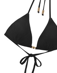 【PUSH UP】Golden Shell Accent Ribbed Halter Push Up Bikini Top