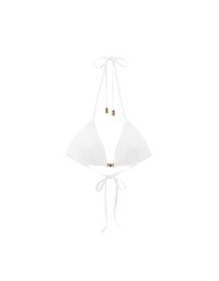 【PUSH UP】Golden Shell Accent Ribbed Halter Push Up Bikini Top