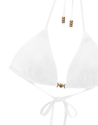【PUSH UP】Golden Shell Accent Ribbed Halter Push Up Bikini Top