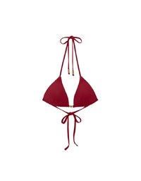 【PUSH UP】Golden Shell Accent Ribbed Halter Push Up Bikini Top