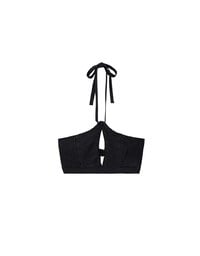 Argyle Textured Halter Neck Cut Out Bikini Top