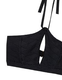 Argyle Textured Halter Neck Cut Out Bikini Top