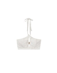 Argyle Textured Halter Neck Cut Out Bikini Top