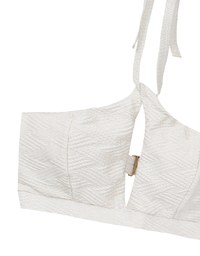 Argyle Textured Halter Neck Cut Out Bikini Top