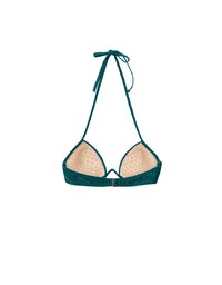 【PUSH UP】2 Way 3D Shaping W Underwire Glossy Push Up Halter Bikini Top