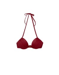 【PUSH UP】2 Way 3D Shaping W Underwire Glossy Push Up Halter Bikini Top