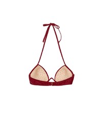 【PUSH UP】2 Way 3D Shaping W Underwire Glossy Push Up Halter Bikini Top