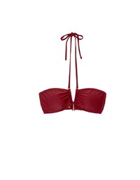 【PUSH UP】Multiway Glossy Crisscross Deep V Bandeau Bikini Top