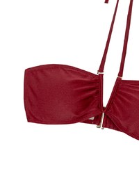 【PUSH UP】Multiway Glossy Crisscross Deep V Bandeau Bikini Top